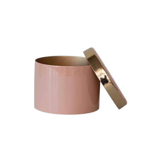 Hello Honey® 3" Pink & Gold Enameled Metal Box with Shiny Interior